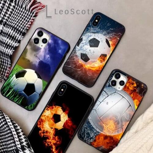 Football black white Phone Case for iPhone 11 12 pro XS MAX 8 7 6 6S Plus X 5S SE 2020 XR Soft silicone