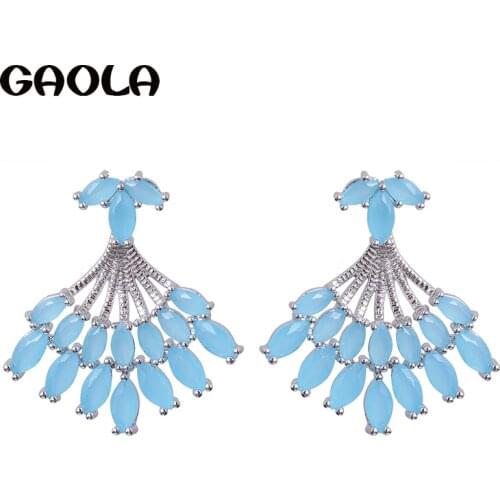 GAOLA Women 2017 Special Blue Cubic Zirconia Stud Earrings crystal earring Christmas Gift Jewelry GLE7201Y