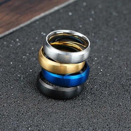 JHSL 6mm Men Simple Rings Stainless Steel Fashion Male Jewelry Cocktail Party Gift Size 4 5 6 7 8 9 10 11 12