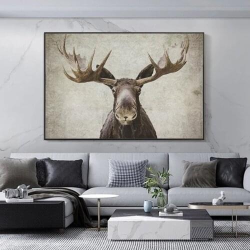 Black White Elk Deer Forest Landscape Canvas Painting Modern Posters and Prints Wall Art Picture for Living Room Home Decoration