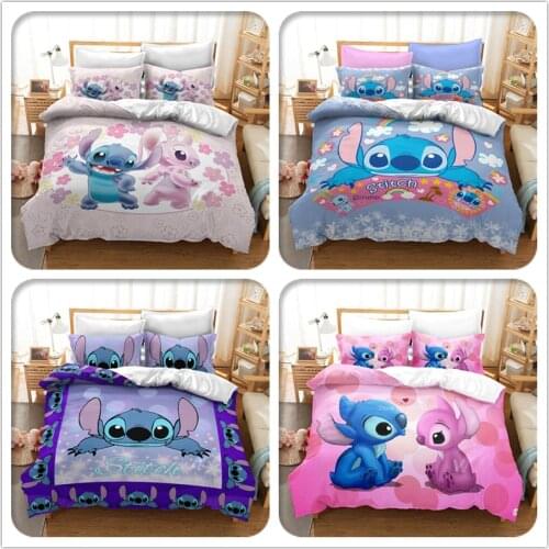Disney Lilo & Stitch 3d Pattern Duvet Cover Set Pillowcase Bedding Set Single Double Twin Full Queen King Size for Bedroom Decor