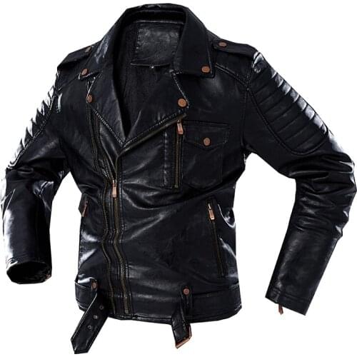 High Street Faux Leather Jacket Men Autumn Winter Fashion Fleece Turn-down Collar Parker Leather Jackets and Coats Man Outfit