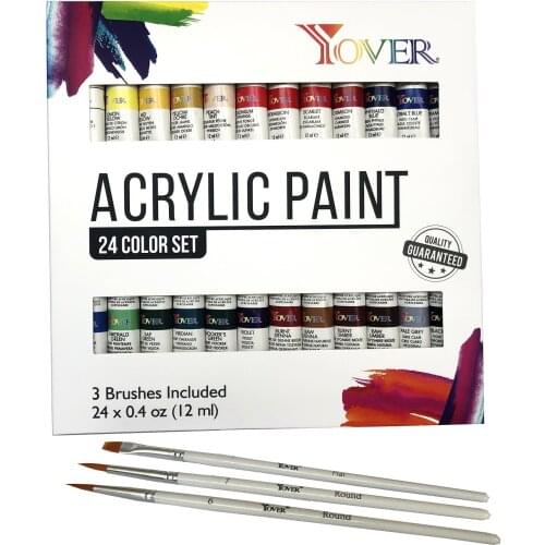 Professional 24Colors Acrylic Paint Set With 3Brush 12ml For Fabrics Painting Clothing Pigments Art Supplies Artist Painting