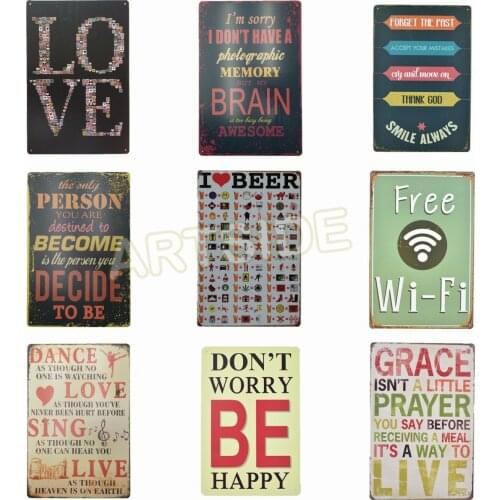 Love Retro 12" Vintage-Style Sign Free Wi-fi Rustic Metal Wall Sign Plaque