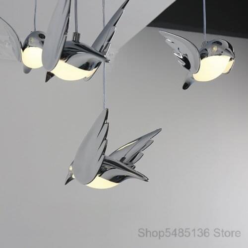 Nordic Silver Bird Lamp Pendant Lights Modern Dining Room Kitchen Light Fixtures Loft Industrial Bar Led Hanging Lamp Home Decor