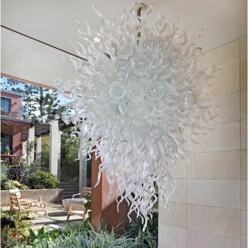 Newest 100% Mouth Blown Borosilicate Home High Ceiling Murano Glass Big Chandeliers