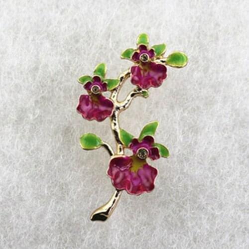 New Japanese and Korean style multicolor Enamel Tree branch Flower fashion brooch female sweater coat accessories