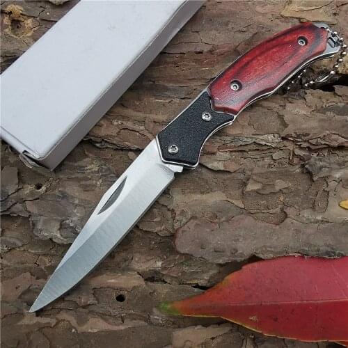 Outdoor Tactical Camping Hunting Survival Pocket Quick Folding Knife Tool Camp 58HRC 7cr13 Blade Portable Wood Handle Knives