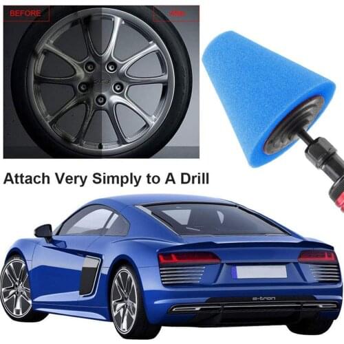 Car Polish Burnishing Foam Sponge Waxing Headlight Polishing Pad Kit Cone Shaped Buffing Pads For Car Polisher Wheel Hub
