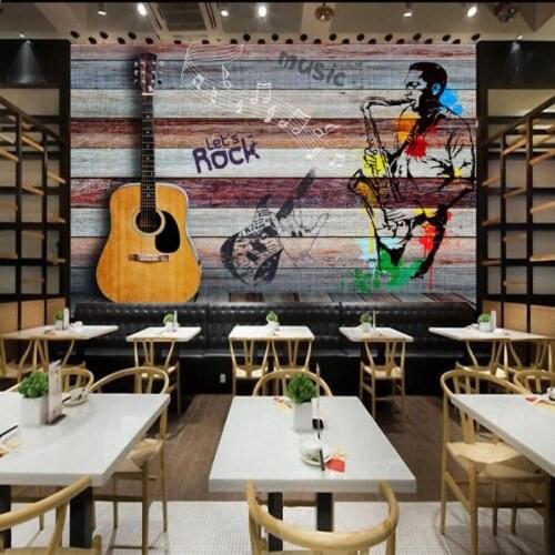Custom photo wallpaper New design Retro rock music bar background decoration wallpaper customized high quality murals