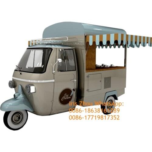 USA Popular Adult Electric Tricycle Classic Food Truck Trailer Mobile Kitchen Vehicle Ice Cream Car Hot Dog Food Cart for Sale