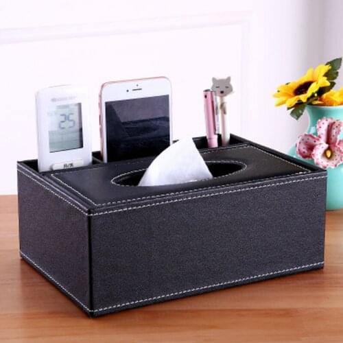 Creative Leather Tissue Box Multi-purpose Home Living Room Desktop Remote Control Storage Box Paper Napkin Box Customizable Logo