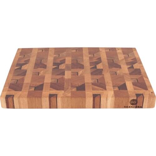 Soandora End Grain Cutting Board Oak Tree Single Corner Pattern