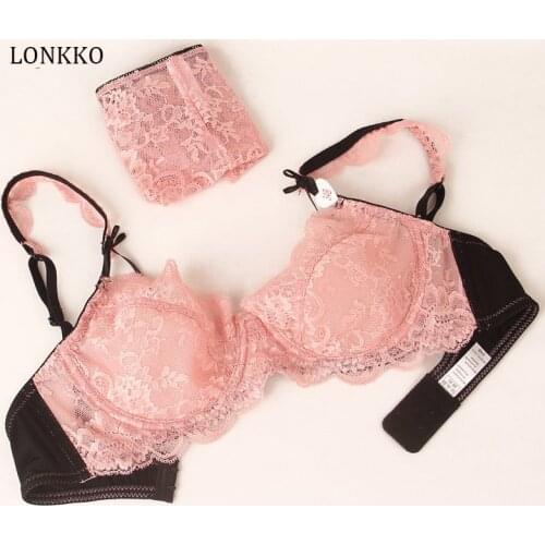 Plus Size Bra 70-95 A B C D E Cup For Women Ladies Lace Unlined Bralette And Panties Set Fashion Lingerie Ultrathin Underwear