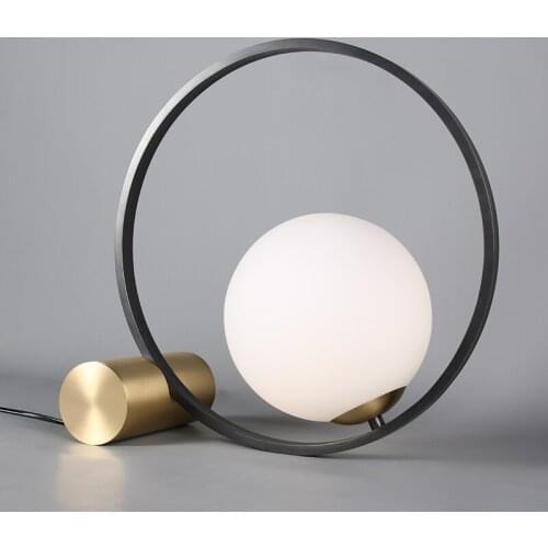 Nordic simple white glass table lamp bedroom bedside lamp study reading lamp postmodern creative living room deco table light