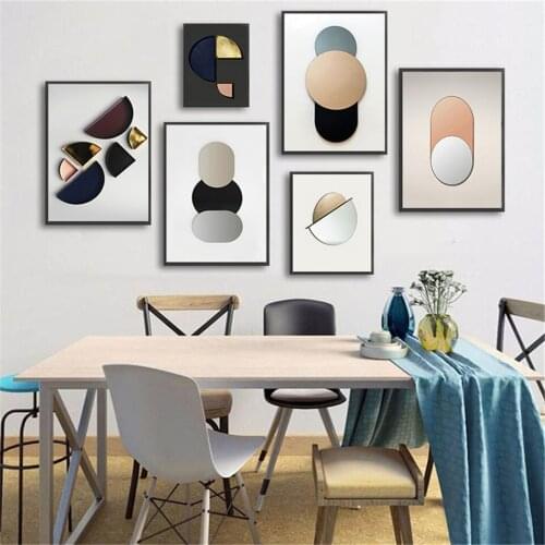 Modern Abstract Geometric Gold Foil Creative Canvas Art Paintings For Living Room Bedroom Posters And Prints Wall Poster Decor