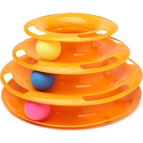 Three Levels pet cat toy Tower Tracks Disc cat Intelligence Amusement triple pay disc cat toys ball Training Amusement plate