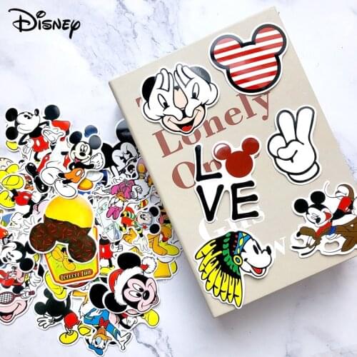 50Pcs Disney Anime Sticker Mickey Mouse Luggage Piano Car Bike Graffiti Sticker Cartoon Waterproof Stickers Reward Toy Gifts