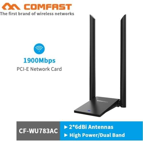 High Power Long range USB3.0 Wifi Adapter 1900Mbps Wi fi Adapter 5Ghz Antenna 2*6dbi USB AC Ethernet PC Wi-Fi Adapter Lan Dongle