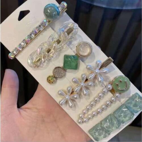 1set women hair accessories Hair Clip For Women Korean Hairpins Geometric Crystal Hair Barrettes Girl Hairgrip Hair Accessories
