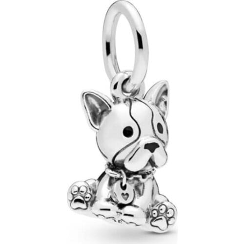 Genuine 925 Sterling Silver Bead Charm Bulldog Puppy Pendant Charm Fit Pan Women Bracelet & Necklace Diy Jewelry