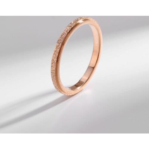 Korean Style Elegant Simple Thin Frosted Rings For Women No Fading Rose Gold Stainless Steel Ring Jewelry Female Birthday Gift