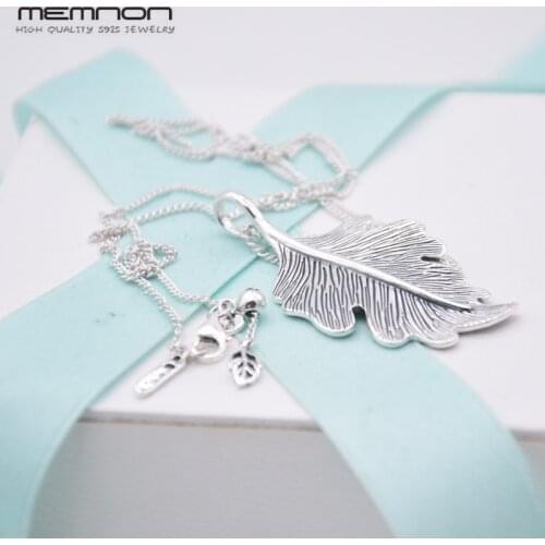 2019 New Autumn Oak Leaf Necklace 925 Sterling Silver Jewelry chain pendant Necklaces For Women bijoux Memnon fine jewelry