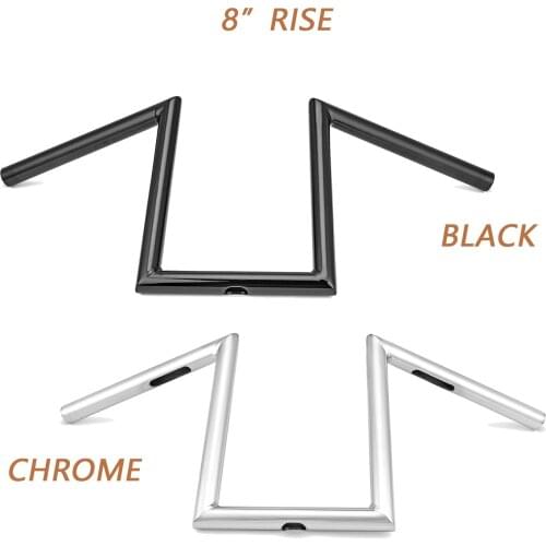 1", 8" Rise Z Style Triple Chrome Gloss Black Narrow Handlebar For Harley Most Models Or Custom Application 07-Later XL883L