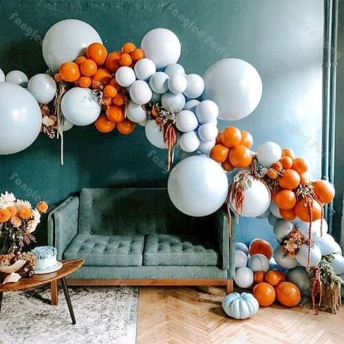 104pcs Macaron Blue Baby Shower DIY Balloons Garland Matte Orange Arch Kit Latex Balloon Birthday Wedding Decor New Year Supply