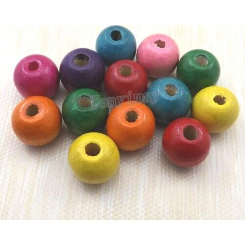 14mm Colored Wood Beads For DIY Fashion Wooden Accessory 500pcs Wholesale