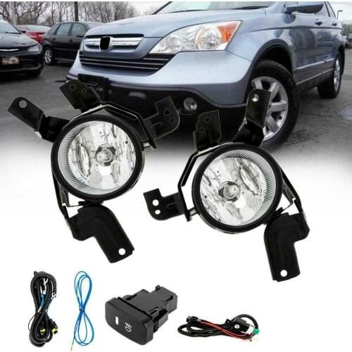 2PCS Car Front Bumper Clear Fog Light Lamps w/ H11 Bulbs Wire Harness Switch Driving Lamp Headlight For Honda CR-V CRV 2007-2009