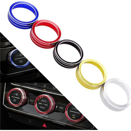 3Pcs for VW Tiguan Atlas T-roc Ateca FR Passat B8 Variant 2017-2019 Car Air Conditioning Control Switch Knob Decorative Ring