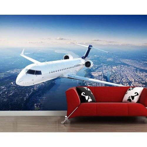 Private jet plane in the blue sky 3D wallpaper papel de parede,living room tv sofa wall bedroom wall papers home decor mural