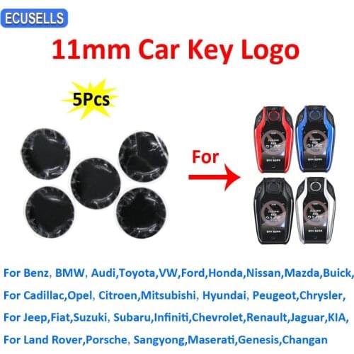5Pcs/Lot 11mm Resin Epoxy Crystal Logo Emblem Sticker Badge For CF400 CF500 TK800 LCD Smart Key Shell for BMW/Benz/Audi/VW/Opel