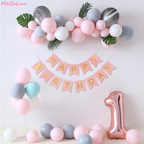 74pcs Macaron Latex Balloons Set Happy Birthday Wedding Party Decorations Baby Shower Candy Color Helium Air Globos Banner Kit