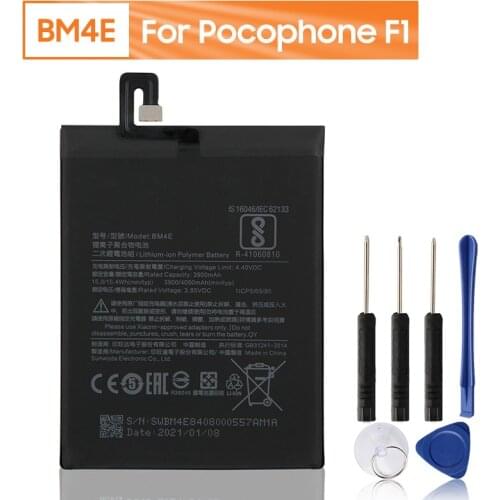 Xiao Mi Original BM4E Battery For Xiaomi Pocophone F1 BM4E Genuine Replacement Phone Battery 4000mAh With Free Tools