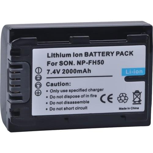 1Pcs 2000mAh NP-FH50 NP FH50 Camera Batteries for Sony A230 A330 A290 A390 DSC-HX1 HX100 HDR-TG1E TG3 TG5 TG7 DCR-UX7 DVD406E