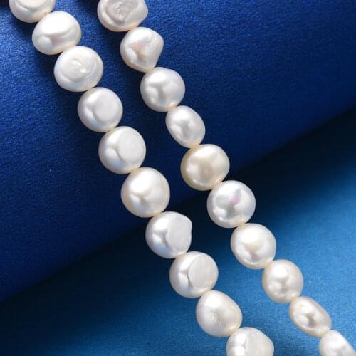 2Strands Nuggets White Two Sides Polished Natural Cultured Freshwater Pearl Beads Strands For Craft Jewelry Making 6~7x7~9x4~5mm