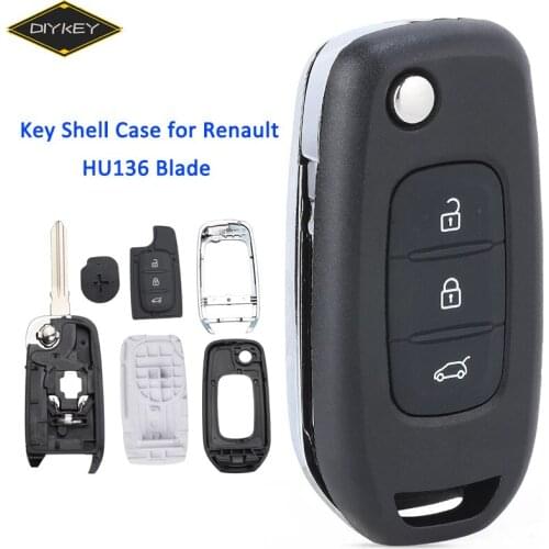 DIYKEY 3 Button Flip Remote Key Case for Renault Twingo for Dacia Duster Sandero Symbol 2013 2014 2015 2016 2017 HU136 Shell Fob