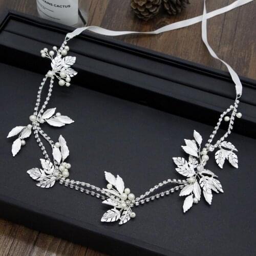 Leaf Rhinestone Headbands Wedding Crystal Hair Accessories Tiaras Crown Bridal Jewelry Wedding Forehead Hair Head Chain Jewelry