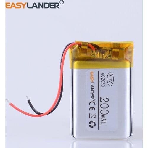 402030 3.7V 200mAh li-Polymer Li-ion Battery For headphone smart watch mp3 mp4 GPS PSP bluetooth speaker recorder pen 042030