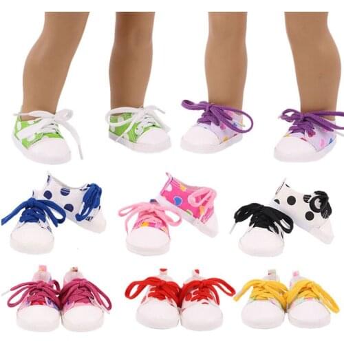 Fashion New Pattern Heart Canvas Shoes Fit 18 Inch American&43cm Baby New Born Doll Clothes Accessories