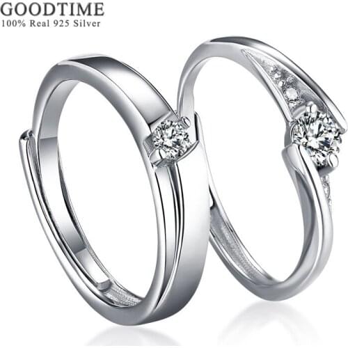 Fashion New Wedding Couple Rings 100% Real 925 Sterling Silver Rings Zircon Jewelry Lover Anniversary Rings For Woman Man Party