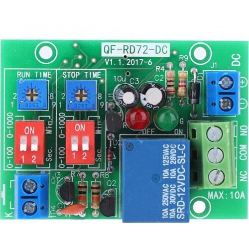 RD72-DC-12V Infinite Cycle ON OFF Relay Module Trigger Delay Switch Infinite Loop Relay Infinite Cycle Relay