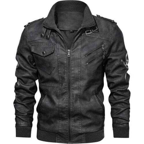 Mens 2020 Spring Leisure Locomotive Hooded PU Leather Jacket Fall Outer Fashion Down Jacket Punk Hat Mens Leather Jacket