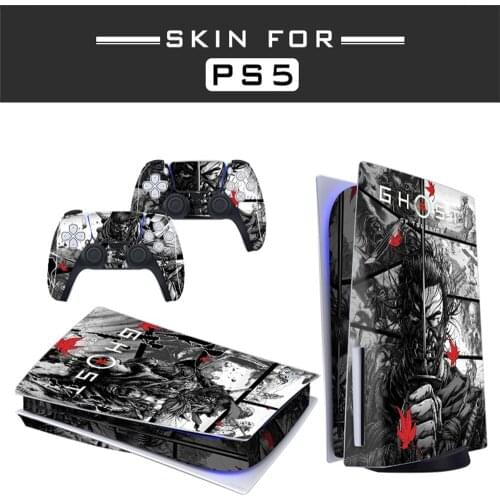 Ghost Style PS5 Disc Edition Skin Sticker for Playstation 5 Console & 2 Controllers Decal Vinyl Protective Skins Style 1