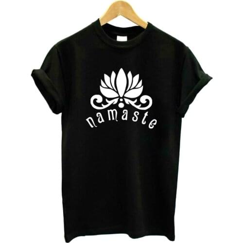 NAMASTE Lotus Flower Print Women tshirt Cotton Casual Funny t shirt For Lady Girl Top Tee Hipster Tumblr Drop Ship F568