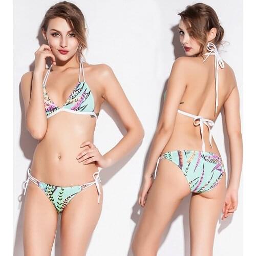 New Sexy Patchwork Female Bikini Print Mesh Swimsuit Lacing Bikini Set Hot Spring Beach Wading Swimsuit Female