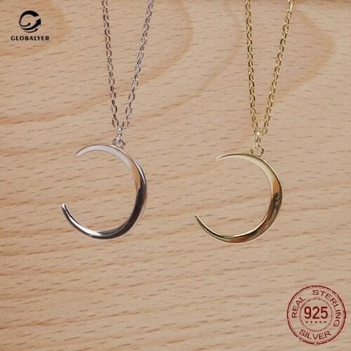 Necklace temperament wild net red crescent pendant Clavicle chain s925 sterling silver moon necklace Free shipping 436