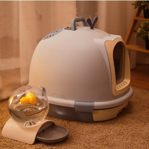 Cat bedpan pet fully enclosed cat litter box, cat supplies drawer type cat litter box, odor-proof, splash proof pet cat toilet